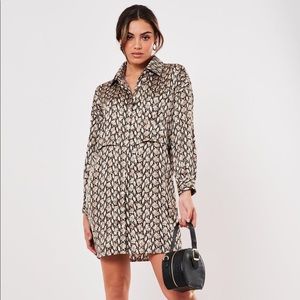 Missguided Stone Snake Print Utility Shirt Dress